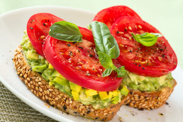 Avocado and Tomato on Toast.