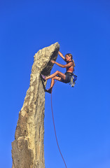 Female rock climber.