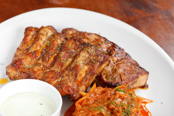 Ribs with smoky spicy sauce