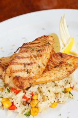 fish steak with rice