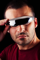 Obraz premium male man with futurist glasses