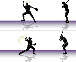 Fototapeta premium Baseball: player throws to batter