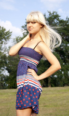 Fototapeta premium Portrait of adult girl outdoors