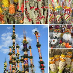 collage with floral palms ,  palms for Easter Sunday - 34729133