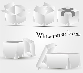 white paper boxes