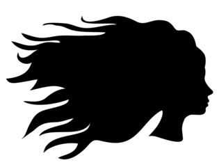 vector head silhouette with long hair