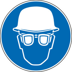Gebotszeichen Augenschutz und Kopfschutz Zeichen