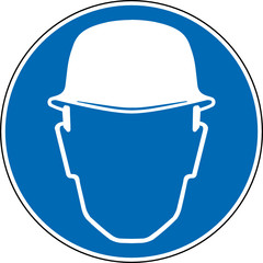Gebotszeichen Schutzhelm Kopfschutz tragen Zeichen - obrazy, fototapety, plakaty