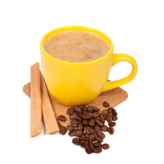Yellow cup of coffe