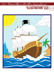 Illustration #002 Pirate Ship on the Shore_square