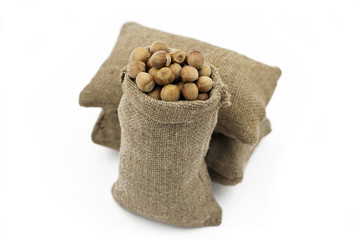 Hazelnuts in Sacks