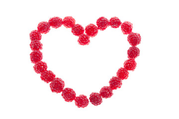 Heart shape created from the raspberries