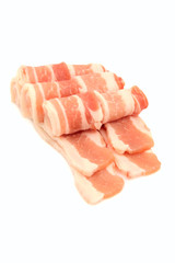 Raw bacon rashers  isolated on white