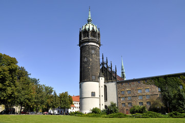 Fototapeta na wymiar Wittenberg Zamek Kościół tezy Lutra