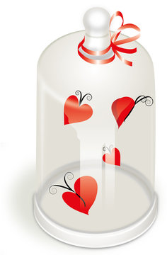 Teca di vetro con cuori all'interno