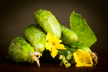 Cucumbers on black