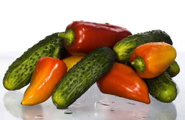 peppers and cucumbers