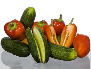 cucumbers and peppers