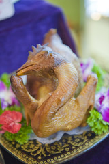 Chicken on dressed plate