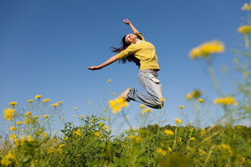 Jumping happy girl