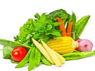 many color of vegetables on white background