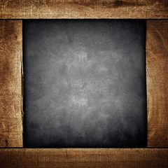 concrete background with wooden frame
