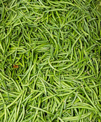 Green beans on display at the farmer's market
