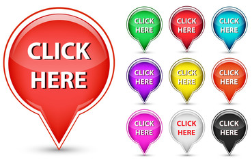 set of you are here button isolated on white background