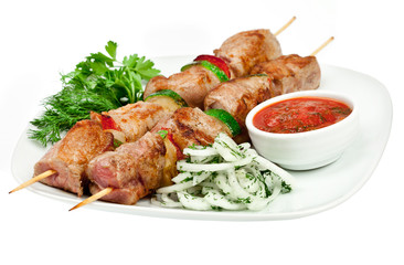 Tasty grilled meat, shish kebab