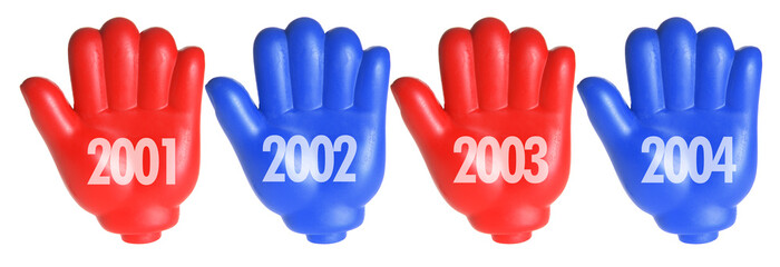 Red Toy Hands with Years