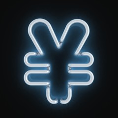 neon light font yen symbol