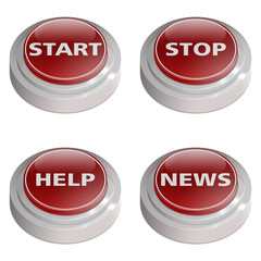 red button start stop help news 3d collection