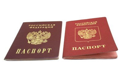 The Russian passports on a white background