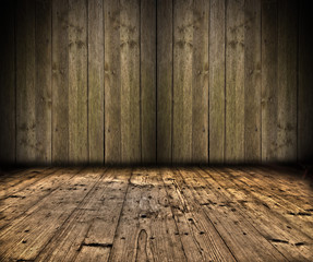 Wooden planks wall with floor