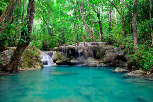 Eravan Waterfall in Kanchanaburi, Thailand