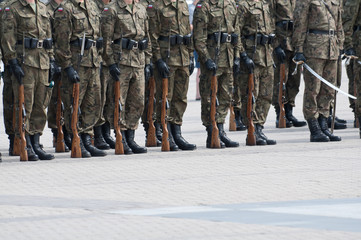 soldiers during the drill on the square
