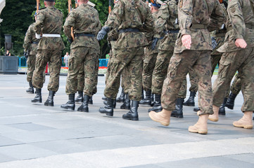 soldiers during the drill on the square