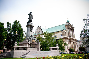 Fototapeta na wymiar monument of Adam Mickiewicz in Warsaw, Poland