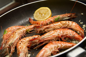 Prawns in a pan