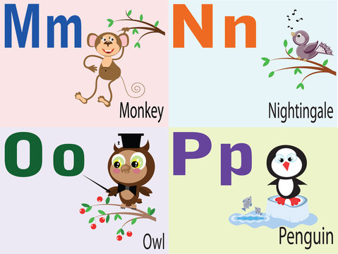 Animal alphabet M.N,O,P