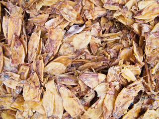 Dried Squid at a fresh Market in Bangkok Thailand