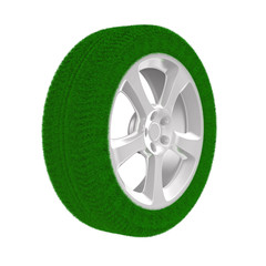 Obraz premium disk wheel from grass. Isolated 3D image