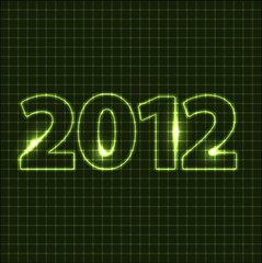 Vector New Year card 2012 - green neon numbers