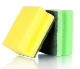 bright sponges isolated on white