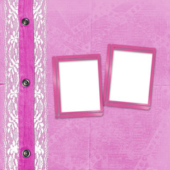 Pink album for photos with jeans and lace