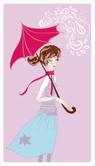 Plakat Girl in rain