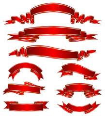 Set of Red vector ribbons for your text