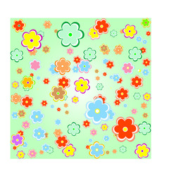 flower chamomiles pattern set on green background