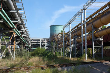 Industrial gas and oil pipelines in a metallurgical plant