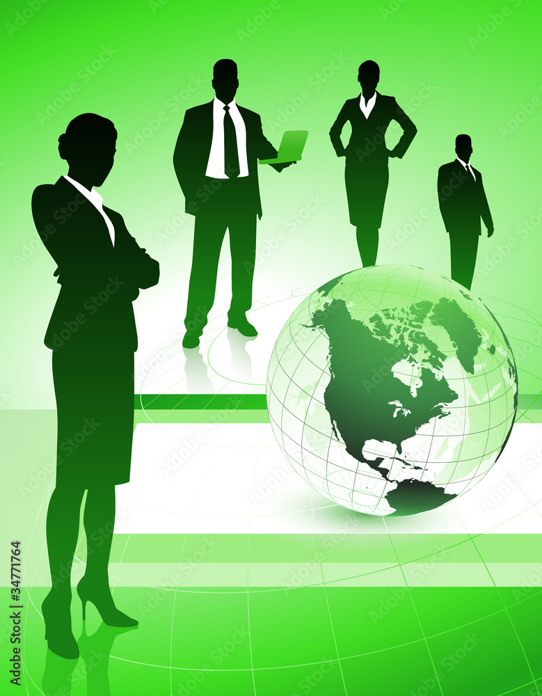 Canvas Prints business team with globe on abstract background